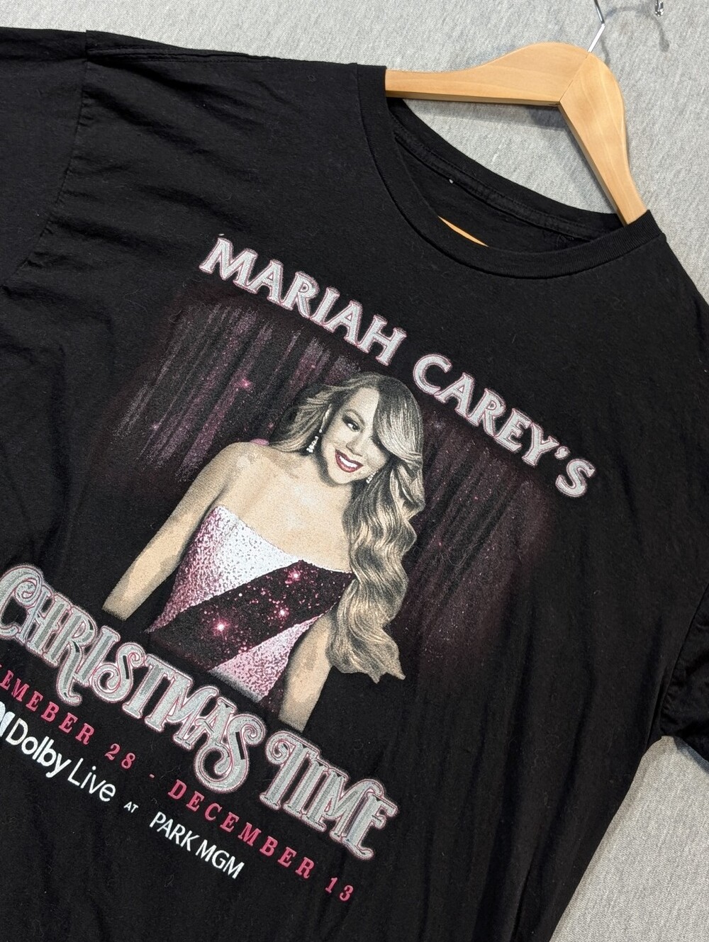 Mariah Carey's Christmas Time T-Shirt Women's XL Black Front Back Graphic